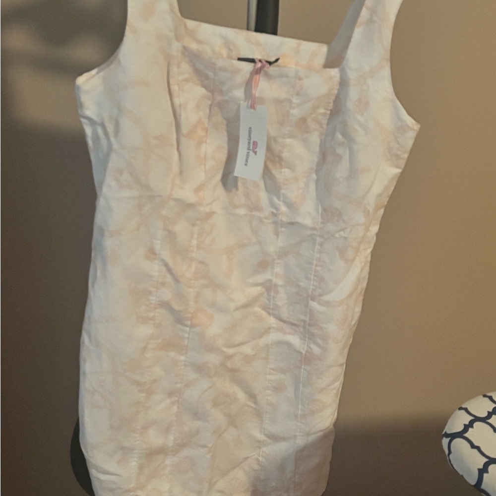 Vineyard Vines Cream and Pink Patterned Dress
